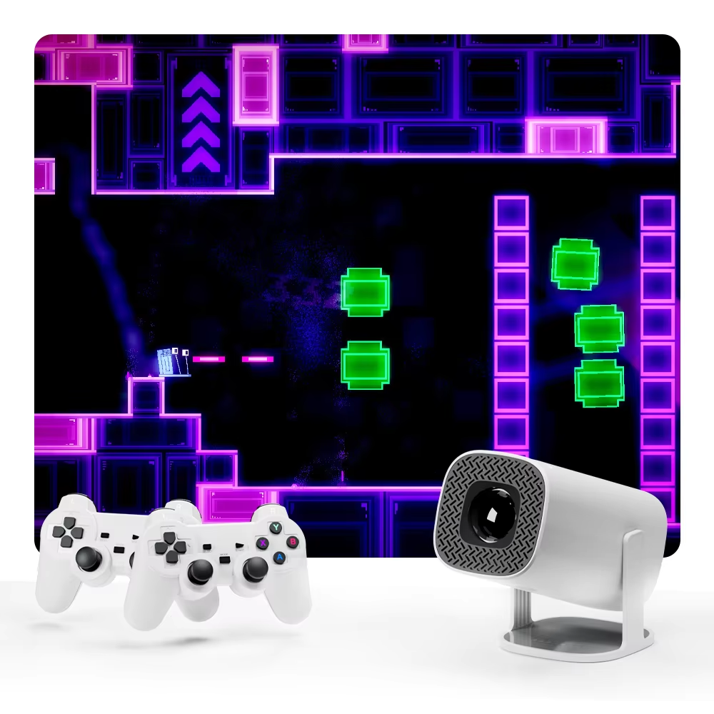 Proyector Max 4K HD 1080P Bluetooth Android 11 Proyector con 2 controladores de juegos inalámbricos 3000 juegos integrados