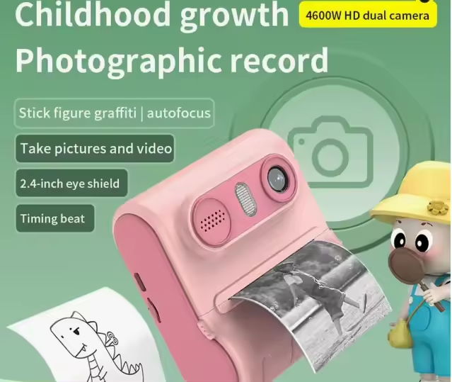 Cámara Digital de impresión instantánea de Doble Lente de MP para niños.