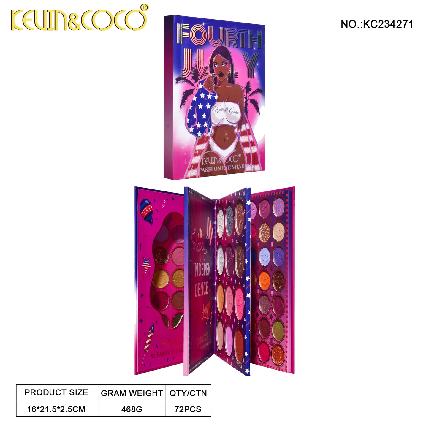 Paleta de sombras de ojos KEVIN & COCO Flag Girl de 82 colores