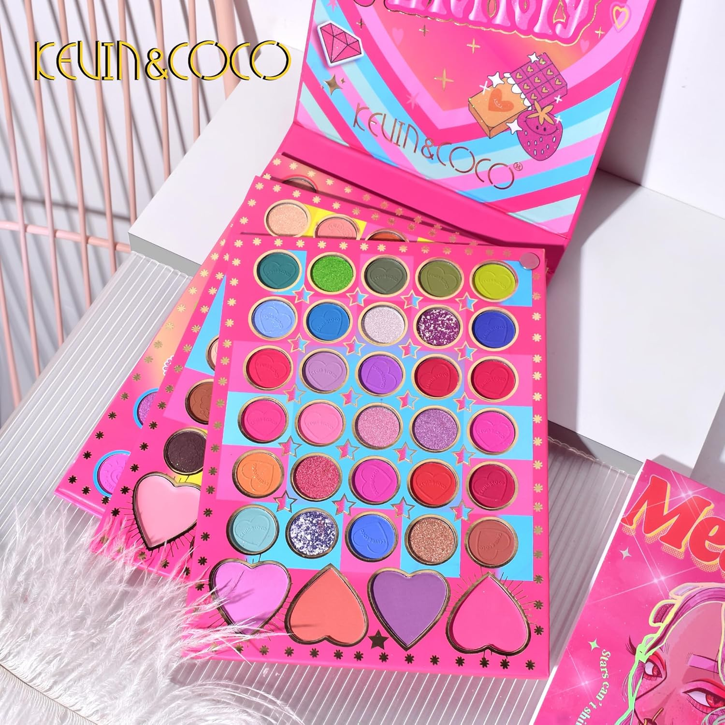 Paleta de Sombra de Ojos, Iluminador y Colorete KEVIN & COCO MeanGirls 96 colores
