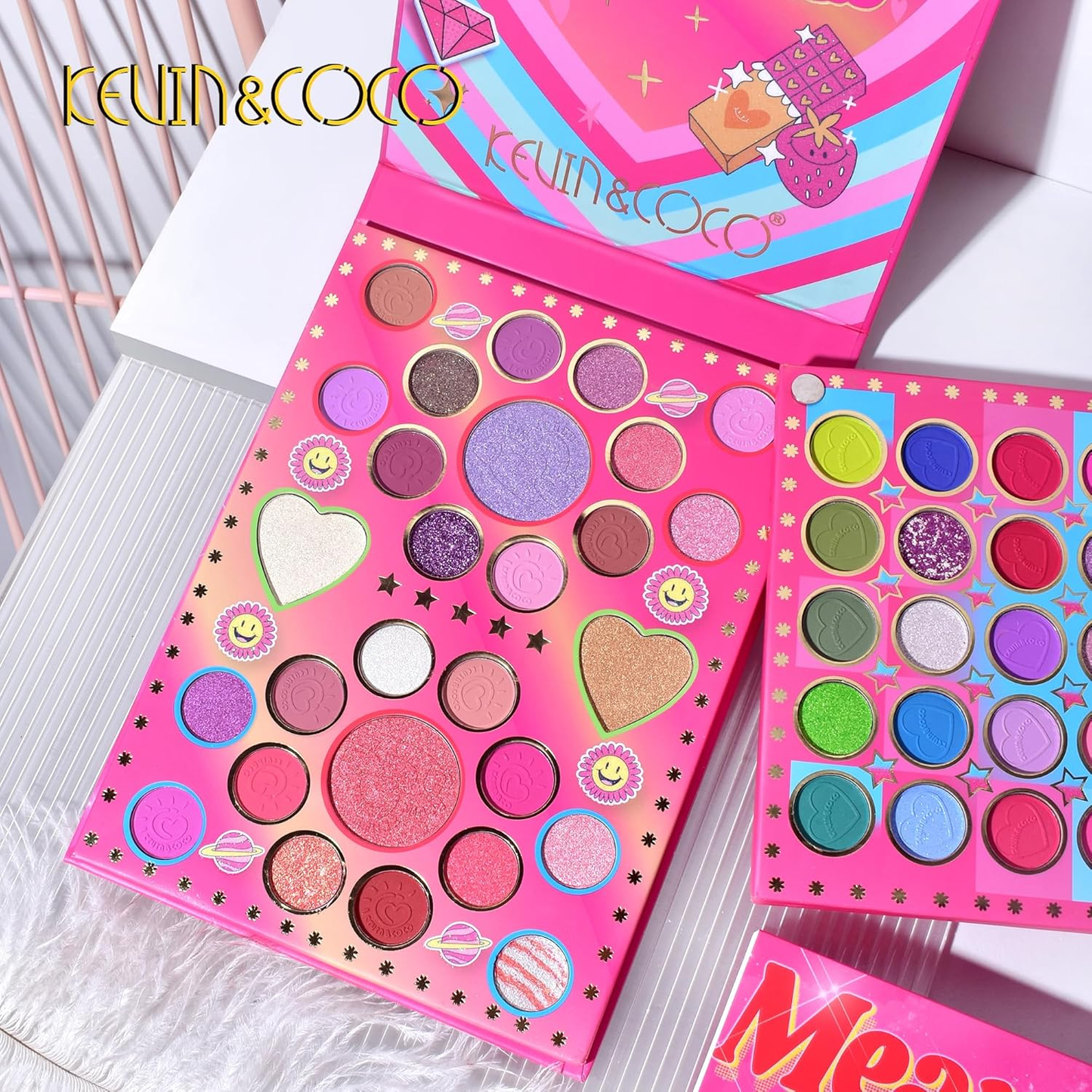 Paleta de Sombra de Ojos, Iluminador y Colorete KEVIN & COCO MeanGirls 96 colores