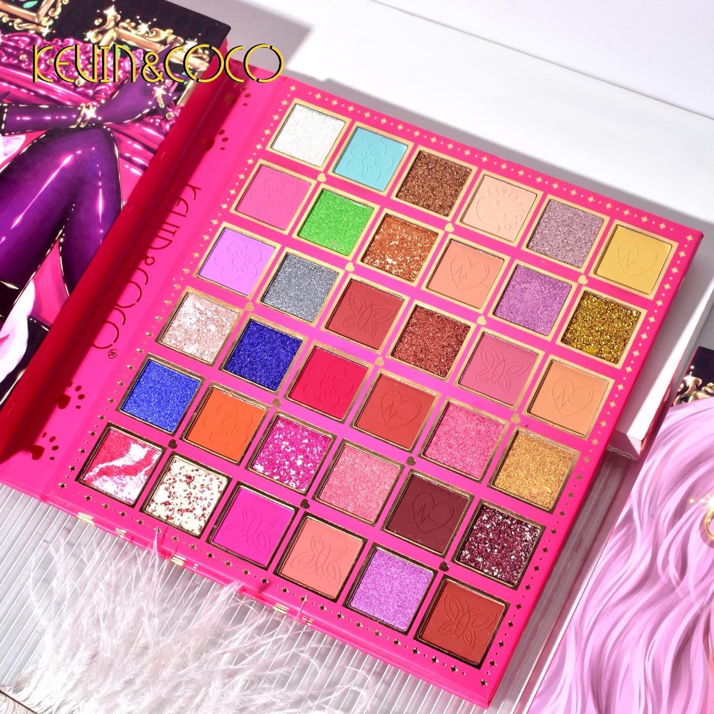 Paleta de Sombra de Ojos, Brillos Labiales en Crema/Líquido, Maquillaje de Contorno en Polvo y Lápiz Perfilador de Labios. 60 Colores.