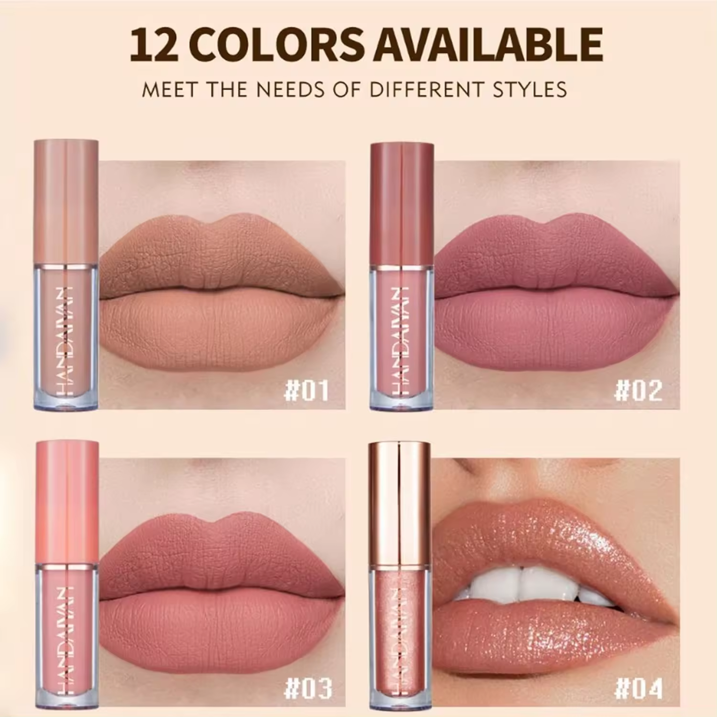 Labiales Mate Larga Duracion Permanente Líquido Brillo de Labios Set