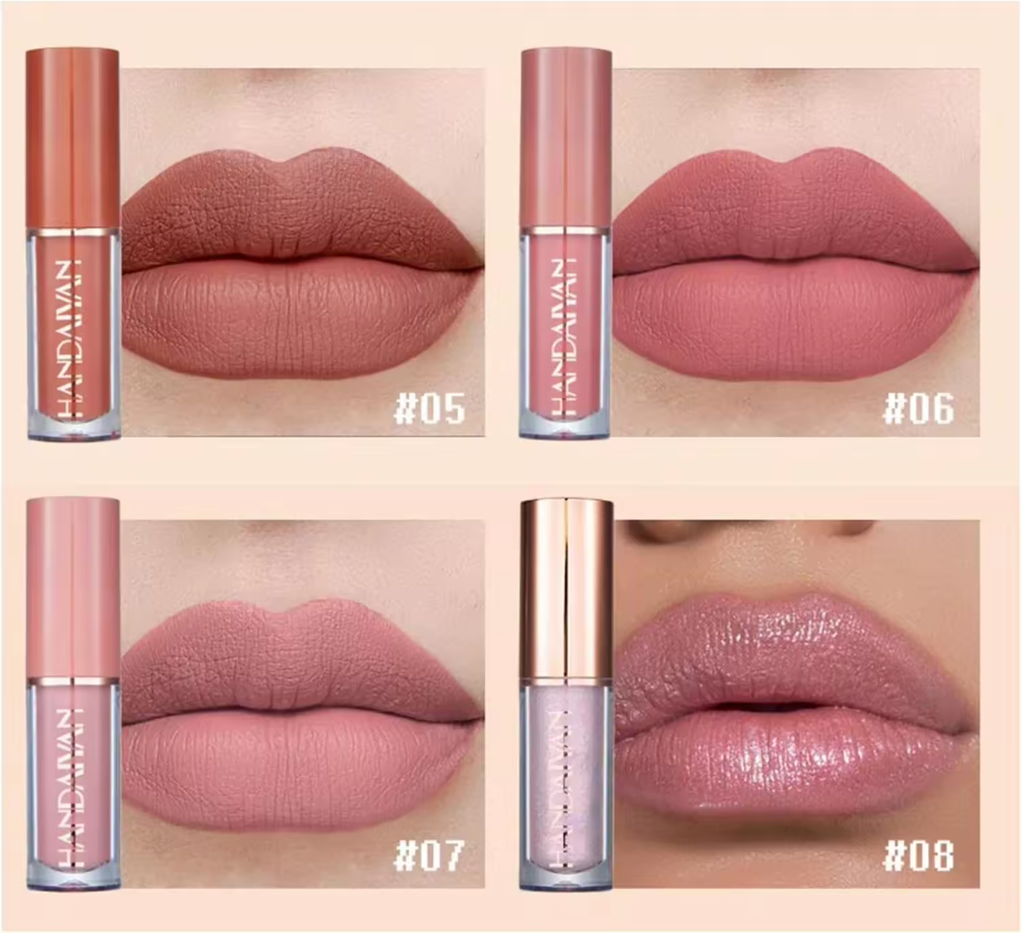 Labiales Mate Larga Duracion Permanente Líquido Brillo de Labios Set