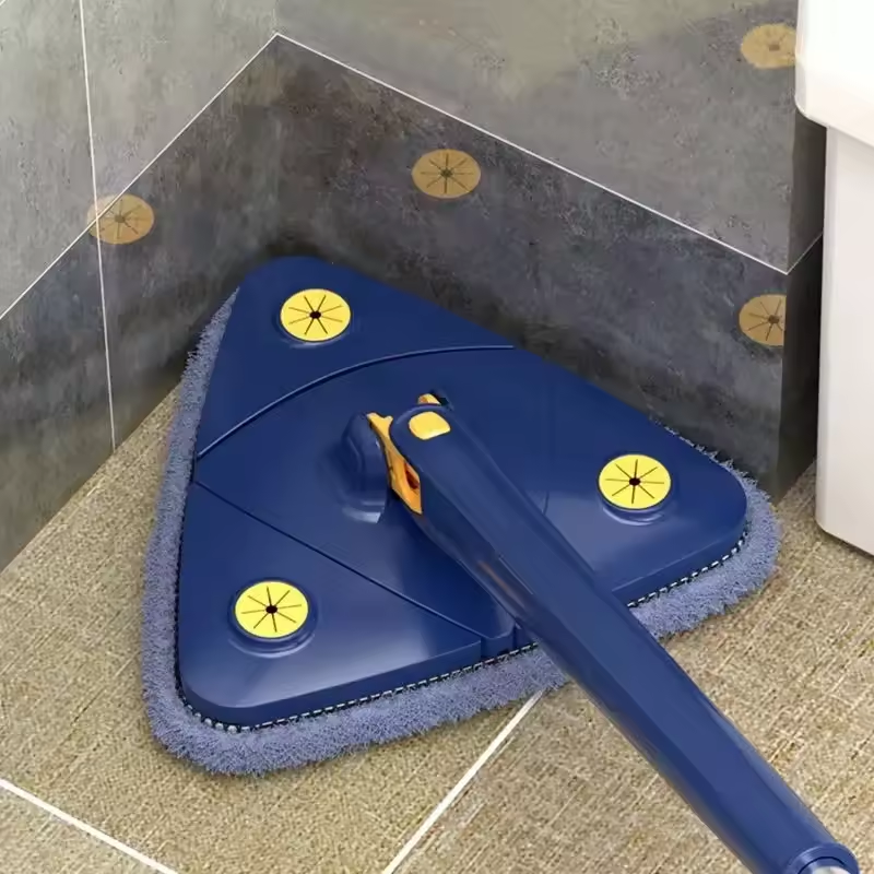 Fregona triangular ajustable de 360 grados para limpieza.