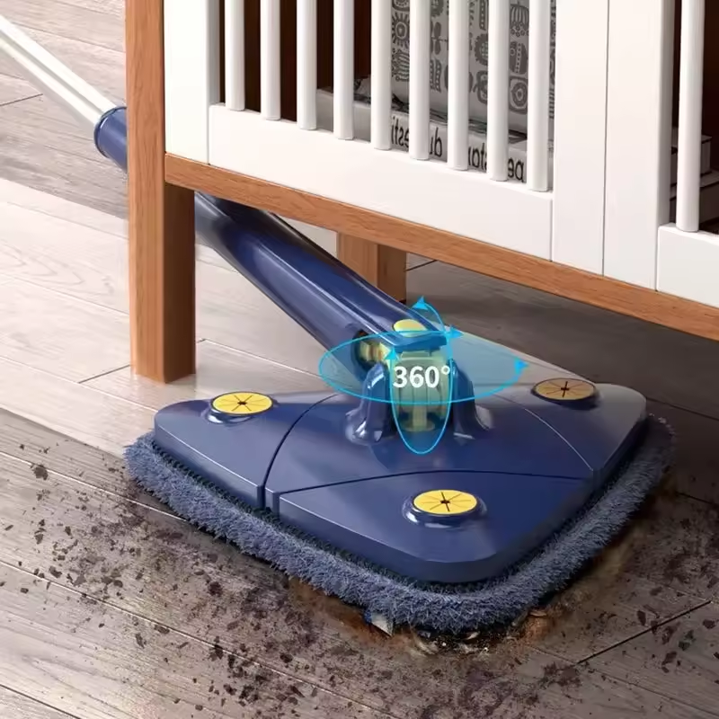 Fregona triangular ajustable de 360 grados para limpieza.