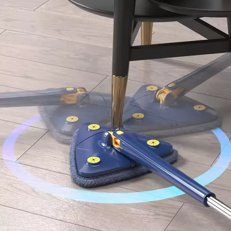 Fregona triangular ajustable de 360 grados para limpieza.