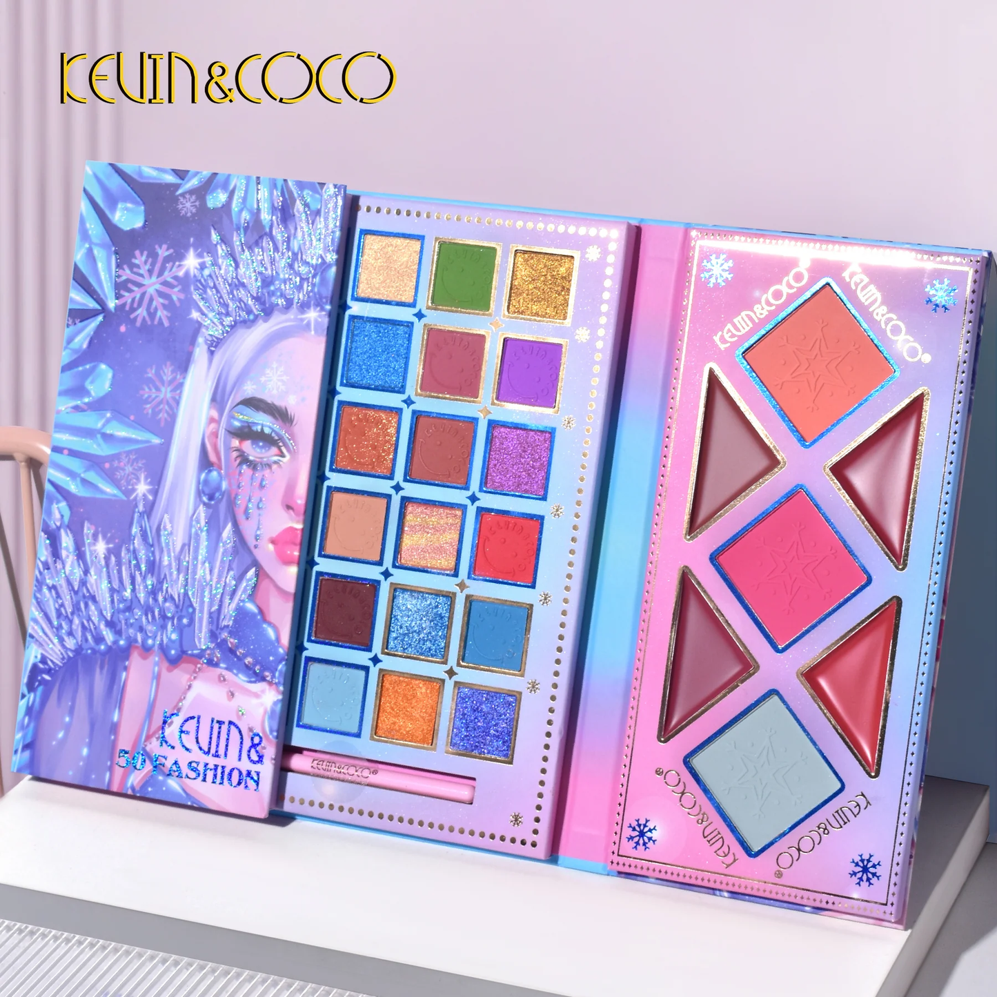 Paleta de sombras de ojos KEVIN&COCO Ice Queen de 50 colores