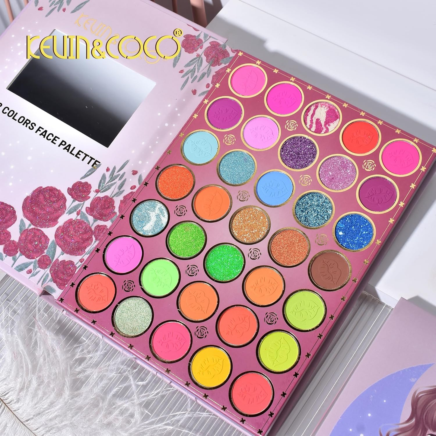 Paleta de Sombra de Ojos KEVIN & COCO Iluminador y Maquillaje de Contorno 82 Colores