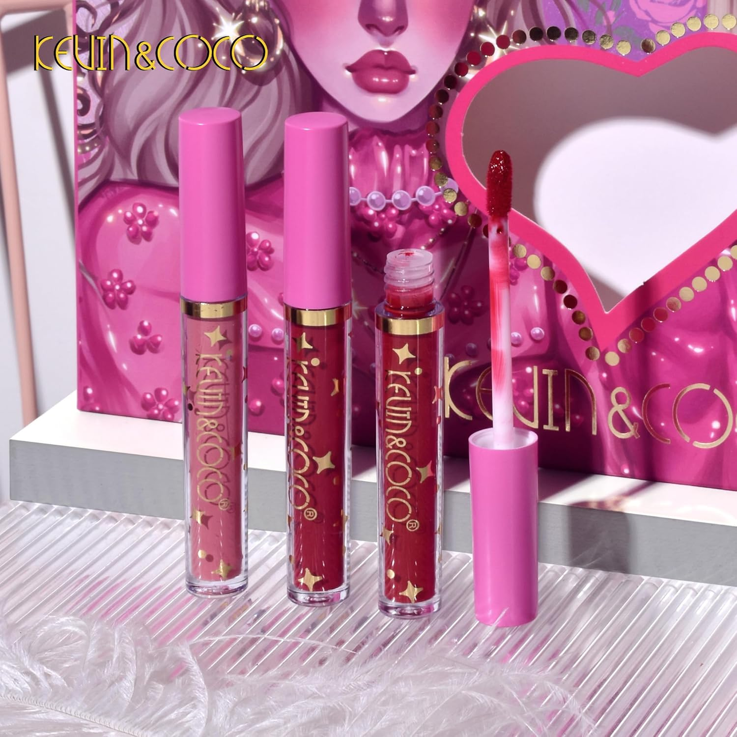 Pack 12 LIPGLOSS KEVIN & COCO, Brillos Labiales No Pegajosos. Impermeable y Larga Duración. Efecto Mate.