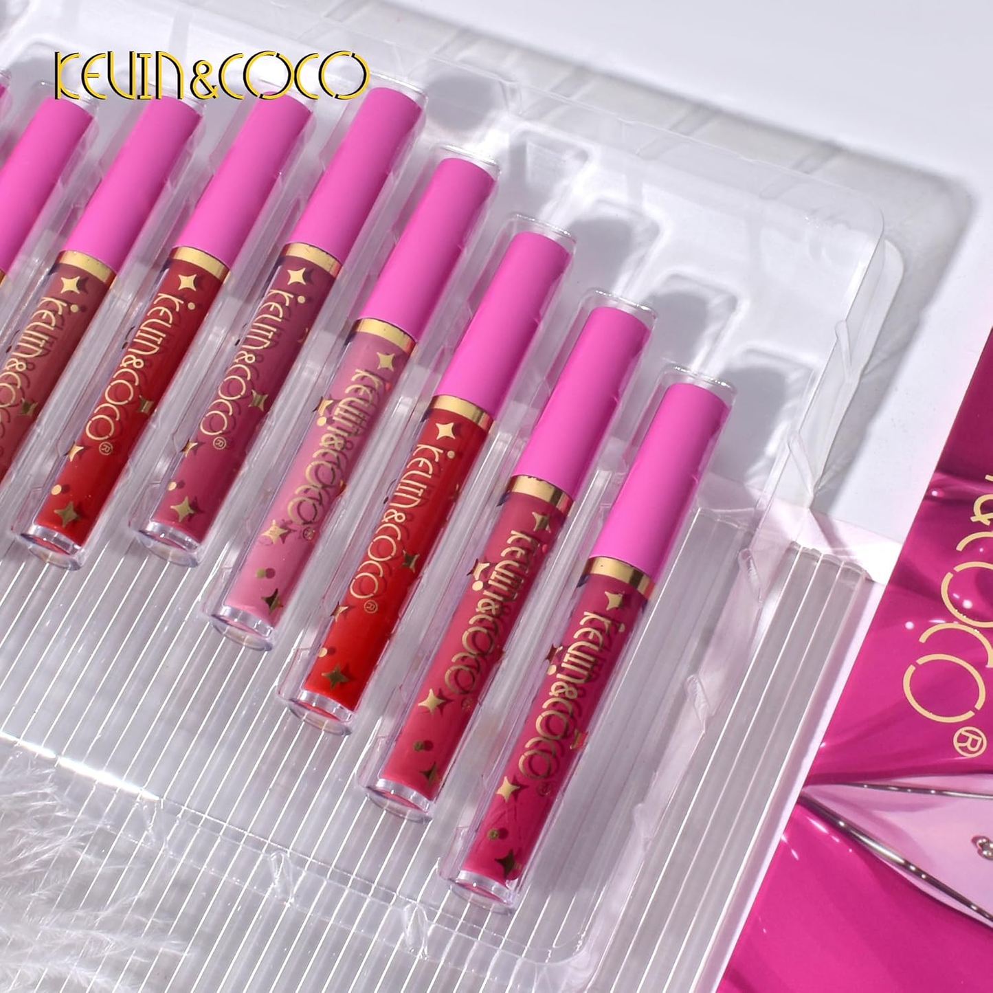 Pack 12 LIPGLOSS KEVIN & COCO, Brillos Labiales No Pegajosos. Impermeable y Larga Duración. Efecto Mate.