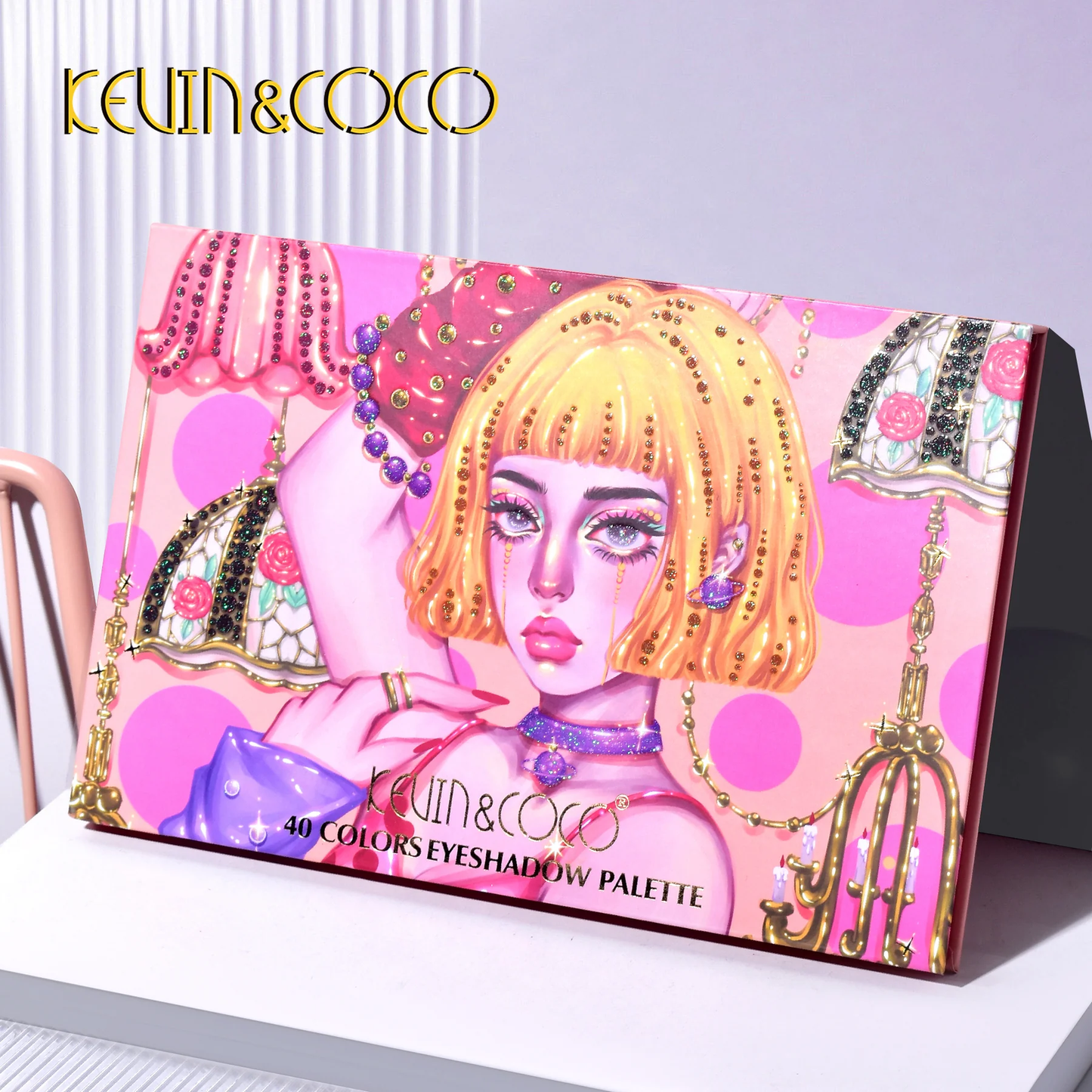 Paleta de Sombra de Ojos en Polvo KEVIN & COCO Barbie de 40 Colores, Coloretes e Iluminador