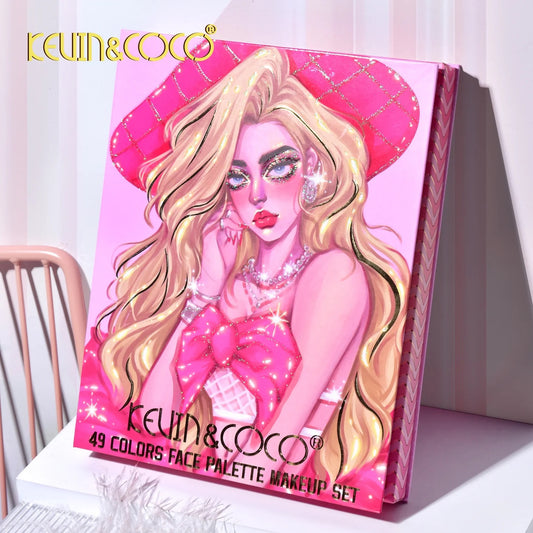 Paleta de Maquillaje Multicolor 'Sueño de Mariposa' de 49 Colores por KEVIN&COCO, Incluye Sombras, Rubores e Iluminadores