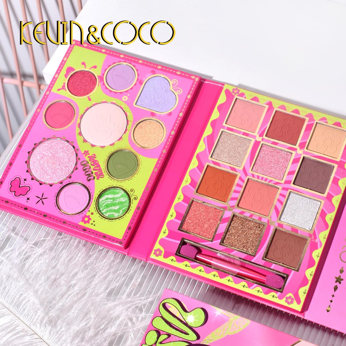 Paleta de Sombra de Ojos, Iluminador y Colorete Maquillaje KEVIN & COCO GOGO 43 Colores