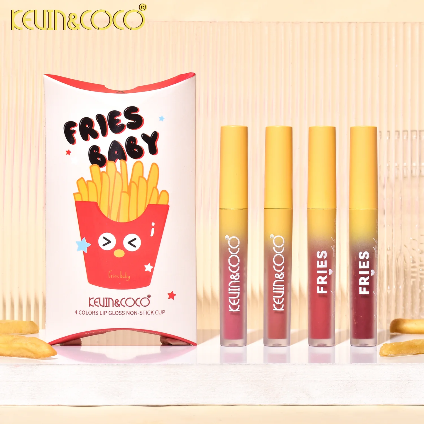 SET DE LABIALES EMPAQUE DE PAPAS FRITAS KEVIN & COCO