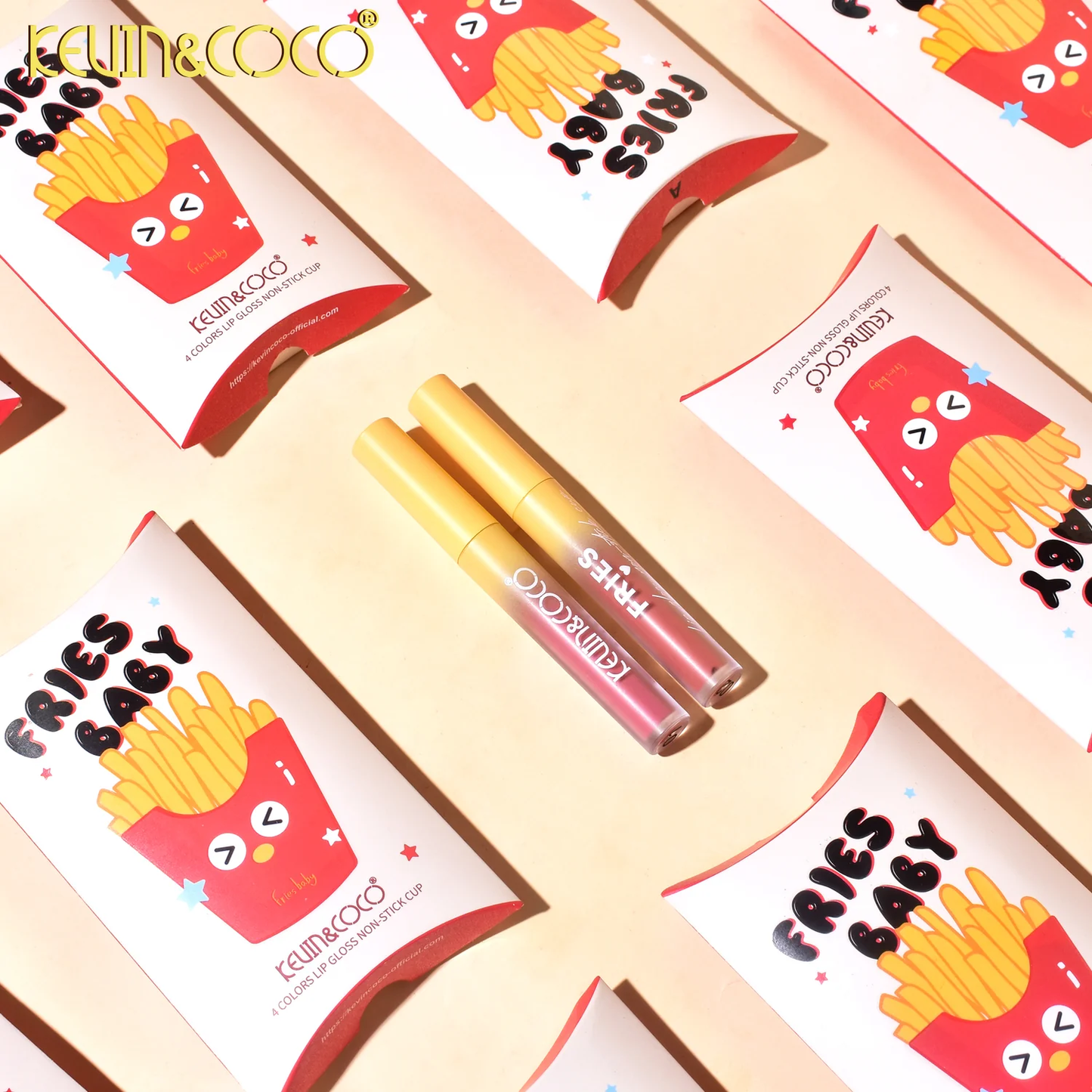 SET DE LABIALES EMPAQUE DE PAPAS FRITAS KEVIN & COCO