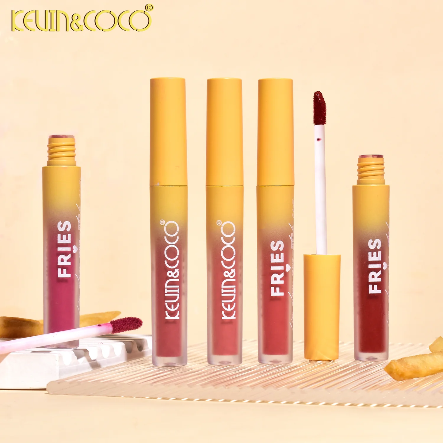 SET DE LABIALES EMPAQUE DE PAPAS FRITAS KEVIN & COCO