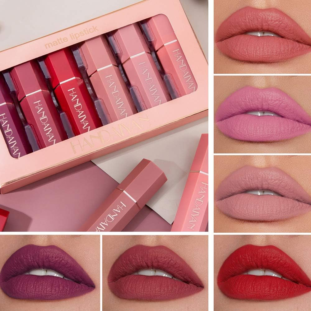 Juego de Barra de Labios HANDAIYAN de 6 Colores Mayes de larga duración.