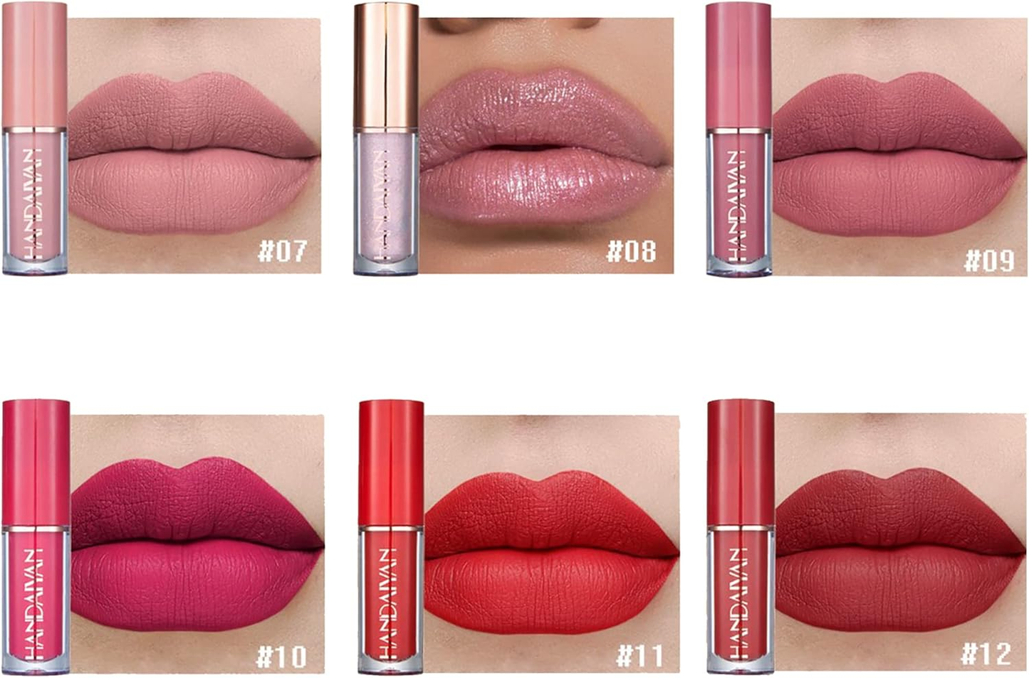 Handaiyan 12 Piezas Labiales Liquidos Mate Larga Duracion Ideal Regalo San Valentín Cumpleaños para Mujeres Novia