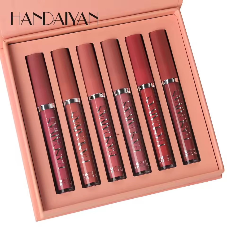 Juego de Labial HANDAIYAN Mate 6 Piezas, Labial líquido Mate para Mujer Impermeable.